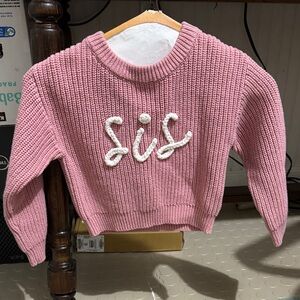 Pink Kids Sweater with Embroidered Design